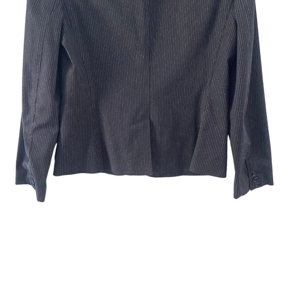 Theory Women's Blazer Jacket Size 10 Slim Fit, Blue White Stripes Double Button - Picture 6 of 14